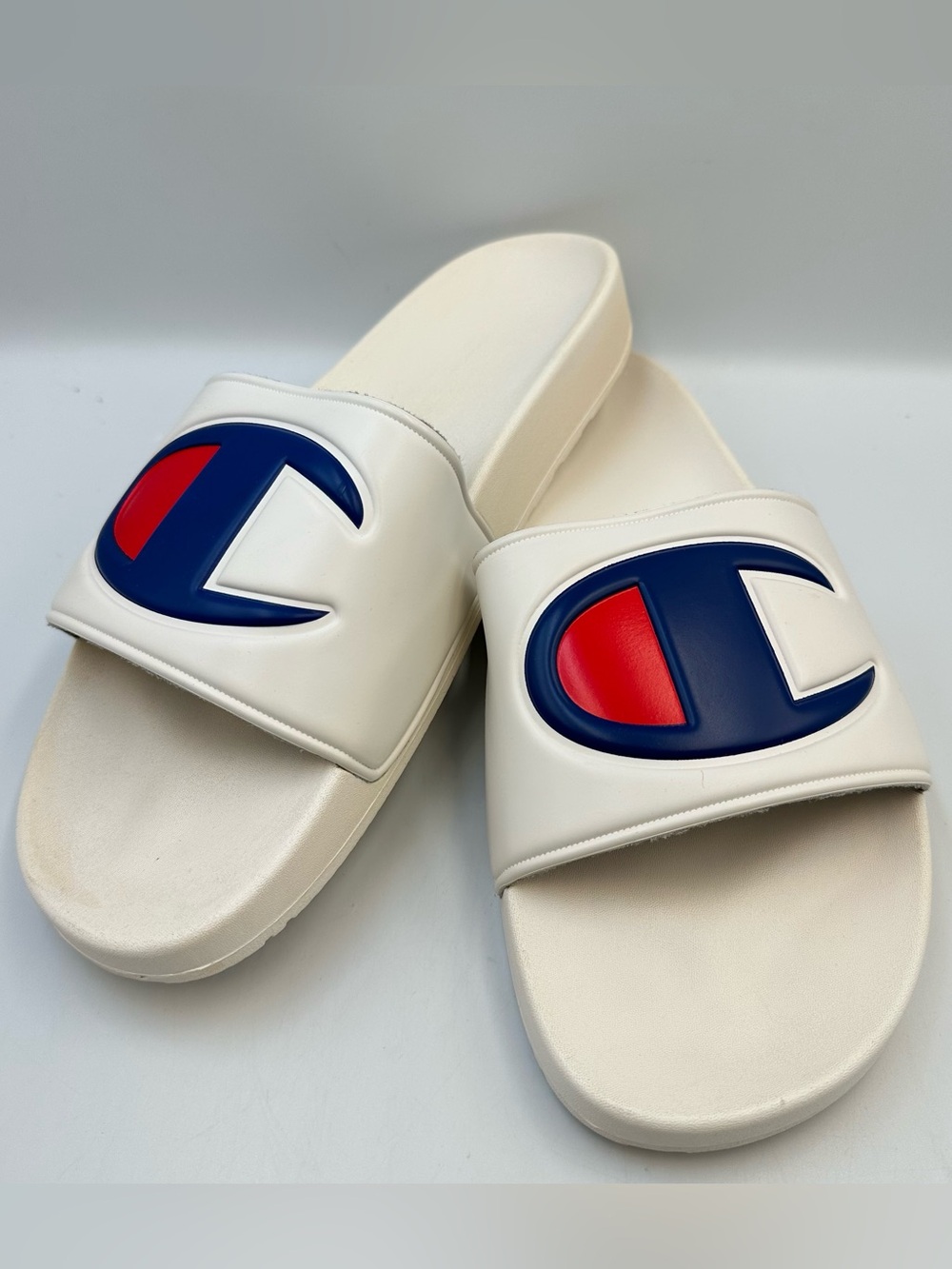 Champion Slide Sandal Mens 10 Womens 12 Red White Blue Comfort Waterproof